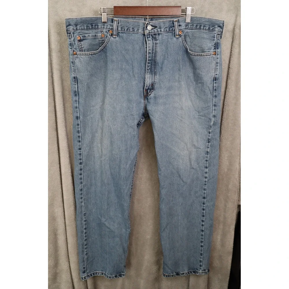Levis 505 Regular Fit Straight Leg Medium Wash Blue Denim Jeans Mens 42x29
